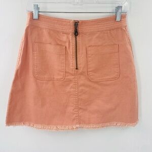 Madewell Frayed Hem Mini Skirt Peach Size 2